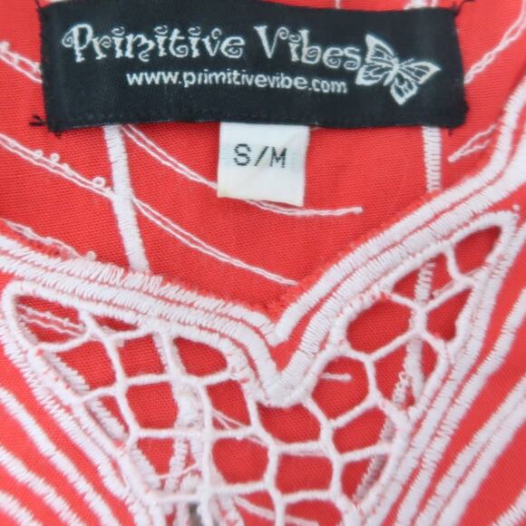 Vintage Y2K Positive Vibes red and white butterfly embroidered top S - Picture 6 of 7